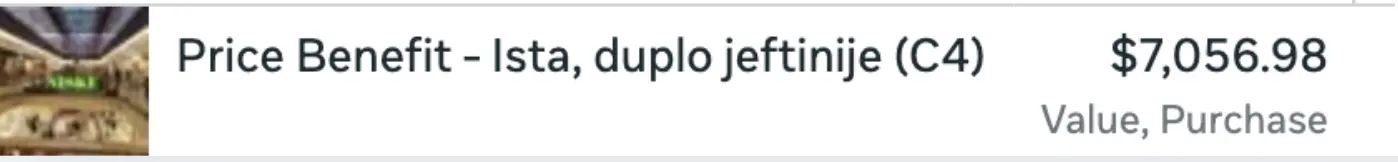 Kreativa „Price Benefit — Ista, duplo jeftinije“ sa 7.056,98 $ vrednosti kupovina
