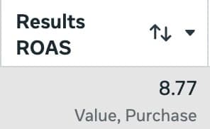 Meta Ads: ROAS 8.77